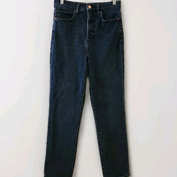 Express Jeans Womens Size 8 Slim Ankle Super High Rise Stretch Dark Wash Denim - Picture 1 of 11